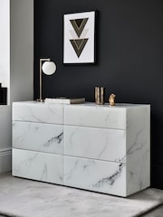 Marble Effect Sloane Glass Wide Collection Luxe Chest of Drawers - Image 2 of 7