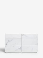 Marble Effect Sloane Glass Wide Collection Luxe Chest of Drawers - Image 3 of 7