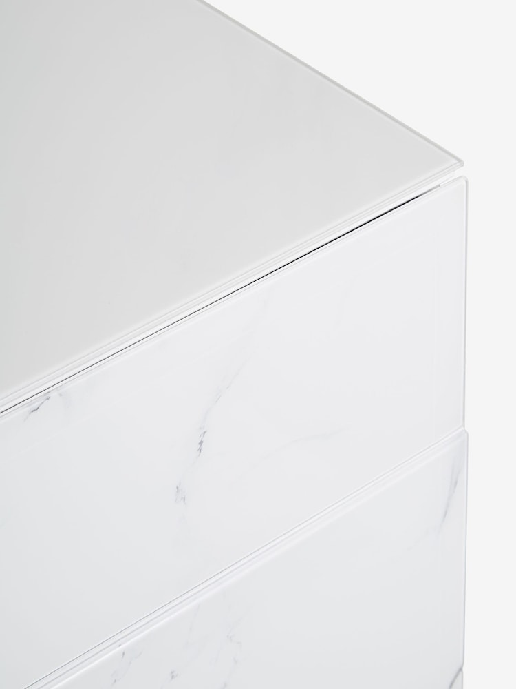 Marble Effect Sloane Glass Wide Collection Luxe Chest of Drawers - Image 7 of 7
