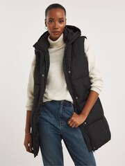 JD Williams Black Long Padded Gilet - Image 1 of 4