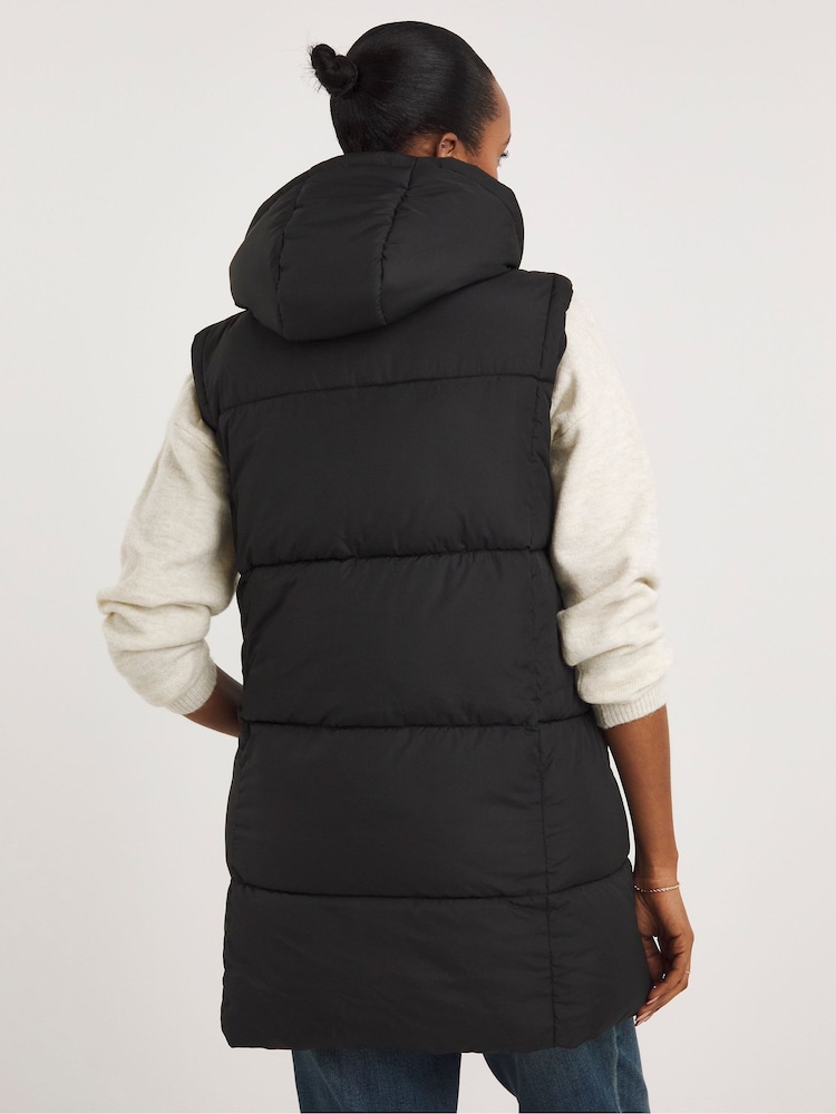 JD Williams Black Long Padded Gilet - Image 2 of 4