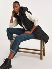 JD Williams Black Long Padded Gilet - Image 3 of 4