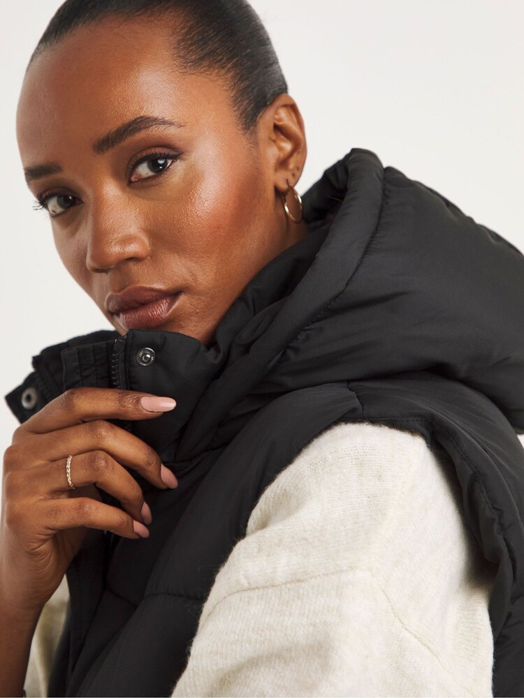 JD Williams Black Long Padded Gilet - Image 4 of 4