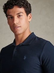 U.S. Polo Assn. Blue Square Texture Tipped Polo Shirt - Image 2 of 6