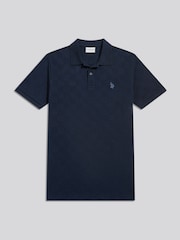 U.S. Polo Assn. Blue Square Texture Tipped Polo Shirt - Image 5 of 6