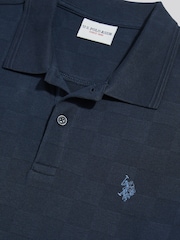 U.S. Polo Assn. Blue Square Texture Tipped Polo Shirt - Image 6 of 6