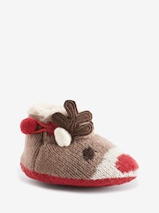 JoJo Maman Bébé Fawn Knitted Reindeer Slipper Boots - Image 1 of 1
