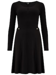 Pour Moi Black Helen Knit Skater Skirt Dress - Image 3 of 4