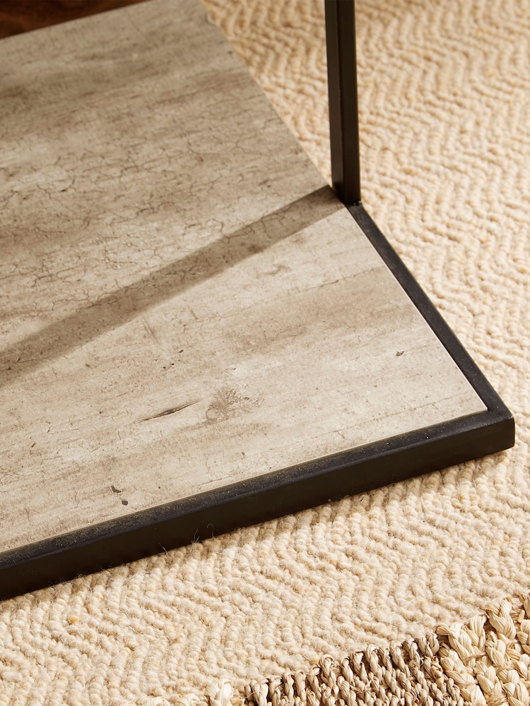 Pacific Black Concrete Effect MDF & Iron Console Table - Image 2 of 5