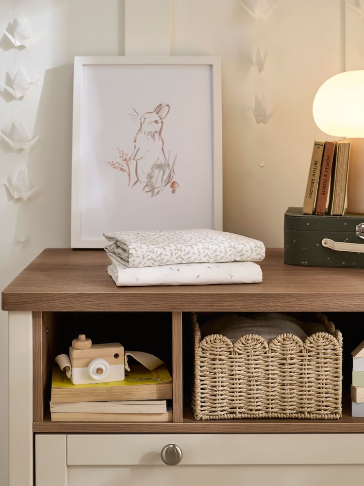 Mamas & Papas 2 Pack Cream Welcome To The World Seedling Cot Bed Fitted Sheets - Image 2 of 5
