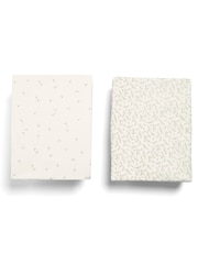 Mamas & Papas 2 Pack Cream Welcome To The World Seedling Cot Bed Fitted Sheets - Image 3 of 5