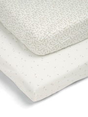 Mamas & Papas 2 Pack Cream Welcome To The World Seedling Cot Bed Fitted Sheets - Image 5 of 5