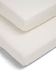 Mamas & Papas 2 Pack Cream 100% Cotton Cotbed Fitted Sheets - Image 2 of 4