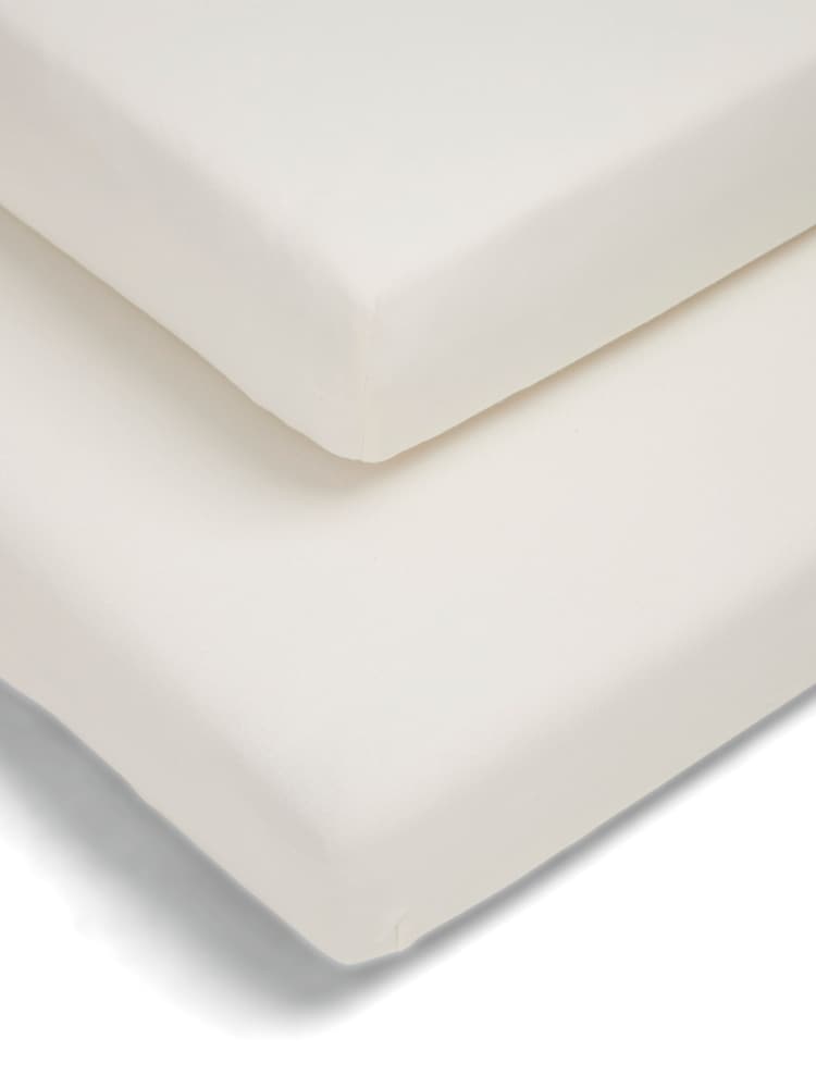 Mamas & Papas 2 Pack Cream 100% Cotton Cotbed Fitted Sheets - Image 2 of 4