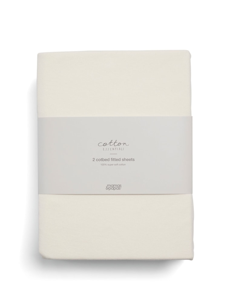 Mamas & Papas 2 Pack Cream 100% Cotton Cotbed Fitted Sheets - Image 4 of 4