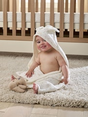 Mamas & Papas Cream Welcome To The World Seedling Hooded Towel - Image 1 of 5