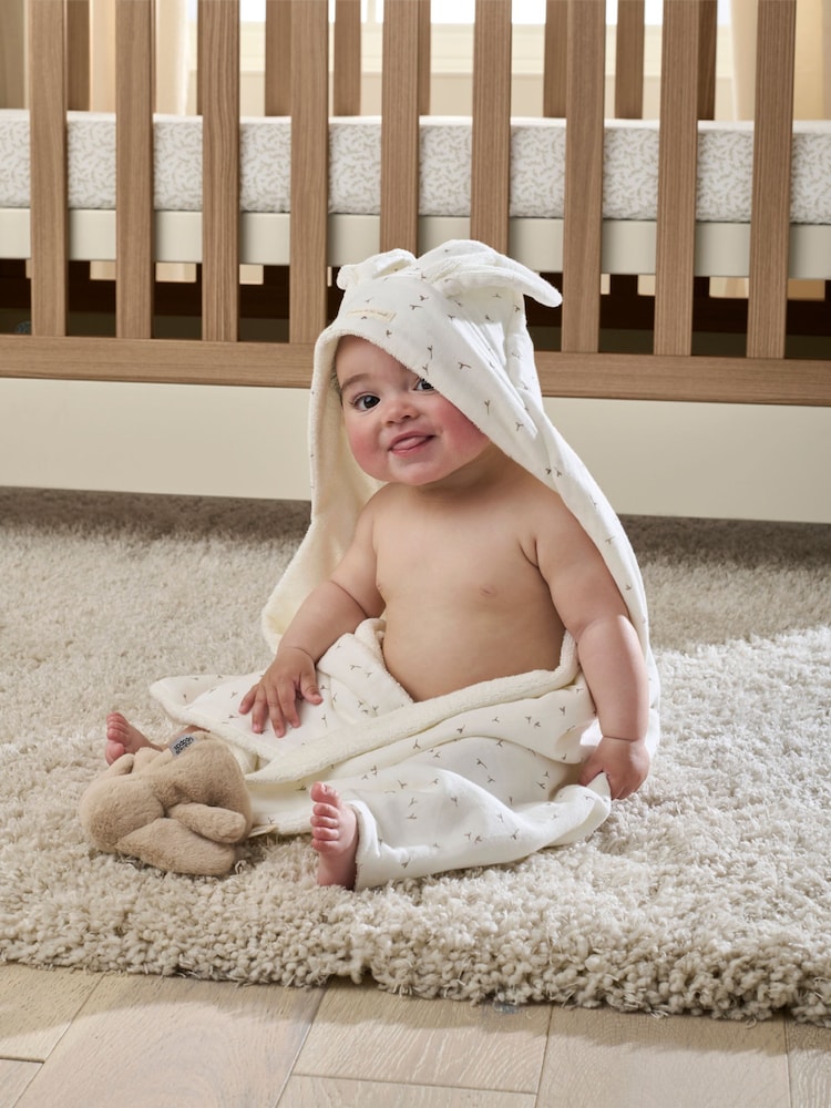 Mamas & Papas Cream Welcome To The World Seedling Hooded Towel - Image 1 of 5