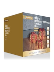 Premier Decorations Ltd Set of 3 Lit Golden Elegance Parcels 152025cm - Image 3 of 5