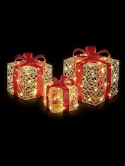 Premier Decorations Ltd Set of 3 Lit Golden Elegance Parcels 152025cm - Image 5 of 5