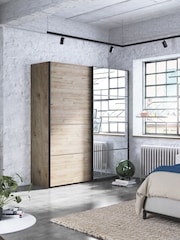 Wiemann Oak Jenson Wood and Mirror Sliding Semi Fitted 2m Sliding Wardrobe - Image 1 of 2