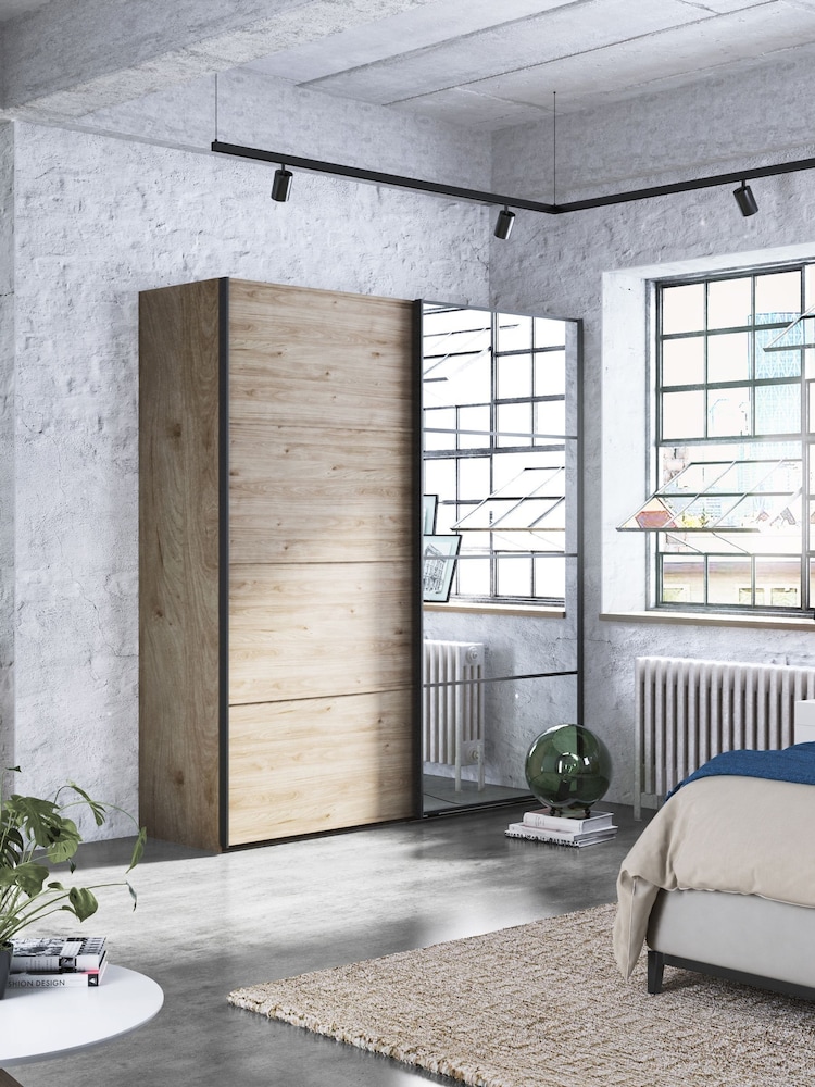 Wiemann Oak Jenson Wood and Mirror Sliding Semi Fitted 2m Sliding Wardrobe - Image 1 of 2