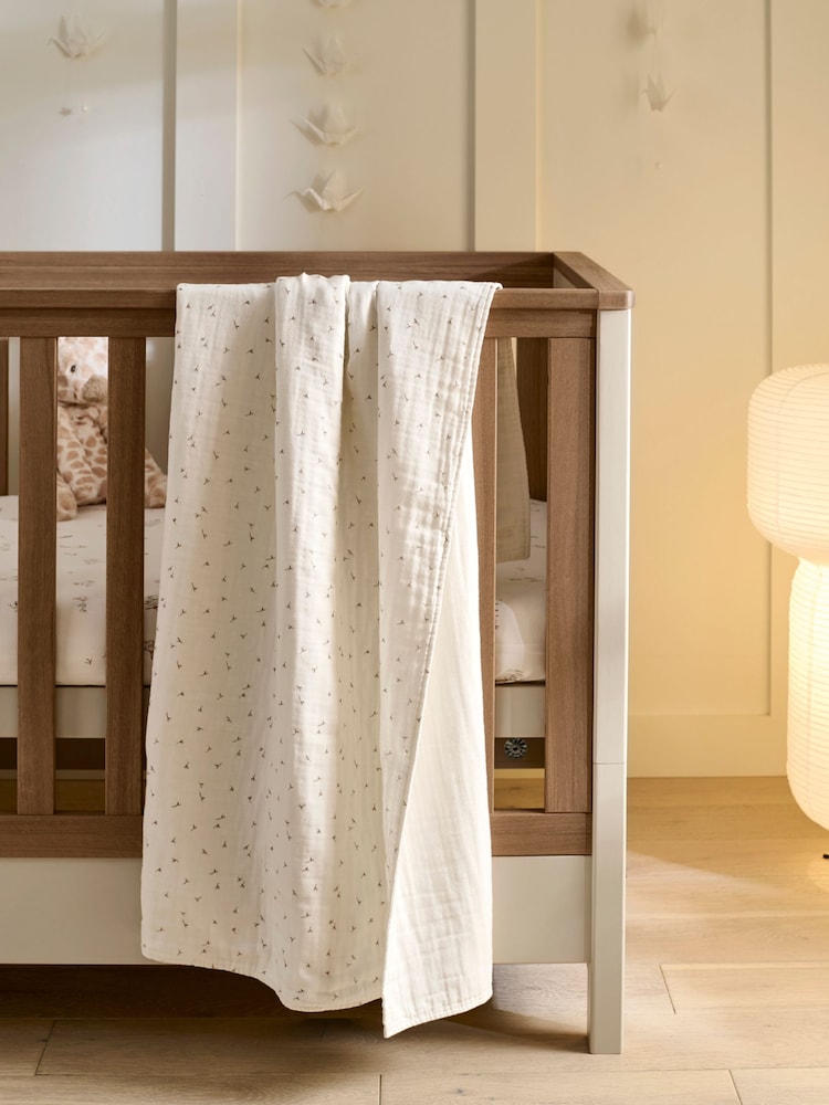 Mamas & Papas Cream Welcome To The World Seedling Muslin Blanket Seed - Image 1 of 5