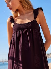 Purple Embroidered Jersey Midi Dress - Image 3 of 7