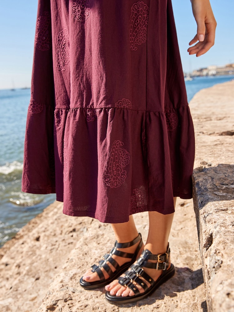 Purple Embroidered Jersey Midi Dress - Image 5 of 7