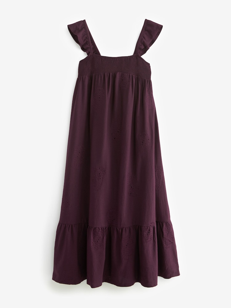 Purple Embroidered Jersey Midi Dress - Image 6 of 7