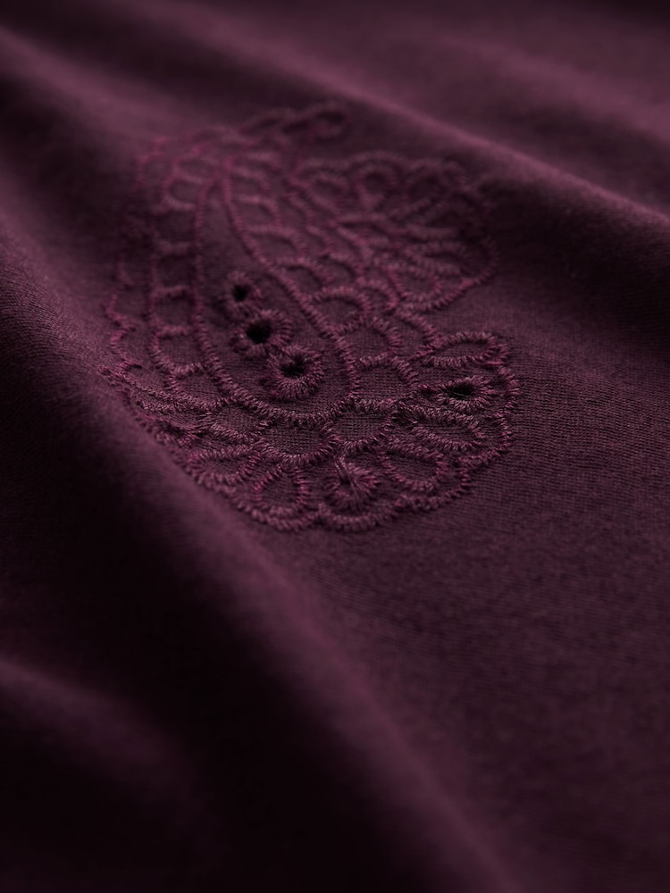 Purple Embroidered Jersey Midi Dress - Image 7 of 7