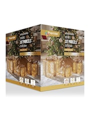 Premier Decorations Ltd Set of 3 Lit Golden Elegance Twist Parcels - Image 1 of 3