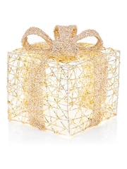 Premier Decorations Ltd Set of 3 Lit Golden Elegance Twist Parcels - Image 2 of 3