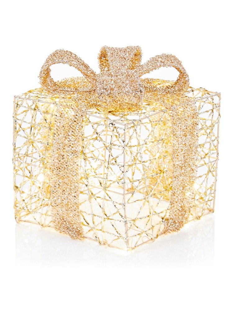 Premier Decorations Ltd Set of 3 Lit Golden Elegance Twist Parcels - Image 2 of 3 Premier Decorations Ltd Set of 3 Lit Golden Elegance Twist Parcels - Image 2 of 3