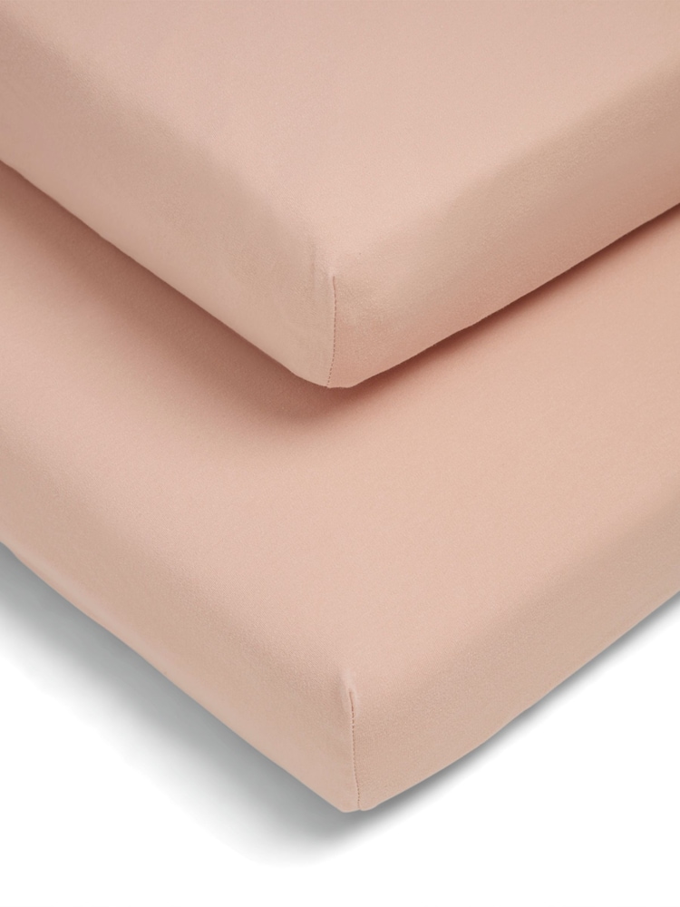 Mamas & Papas 2 Pack Terracota 100% Cotton Cotbed Fitted Sheets - Image 2 of 4