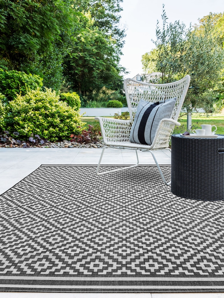 Asiatic Rugs Black Geo Patio Outdoor Rug - Image 1 of 5