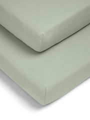 Mamas & Papas 2 Pack Sage 100% Cotton Cotbed Fitted Sheets - Image 2 of 4