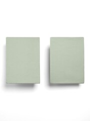 Mamas & Papas 2 Pack Sage 100% Cotton Cotbed Fitted Sheets - Image 3 of 4
