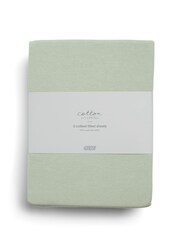 Mamas & Papas 2 Pack Sage 100% Cotton Cotbed Fitted Sheets - Image 4 of 4