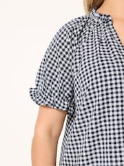 Yours Curve Blue Notch Neck T-Shirt - Image 4 of 5