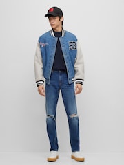 HUGO Dark Blue Box Logo 100% Cotton Jumper - Image 3 of 5