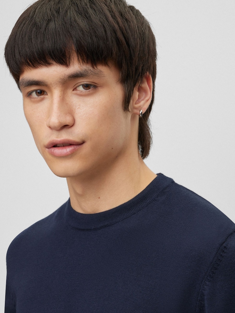 HUGO Dark Blue Box Logo 100% Cotton Jumper - Image 4 of 5