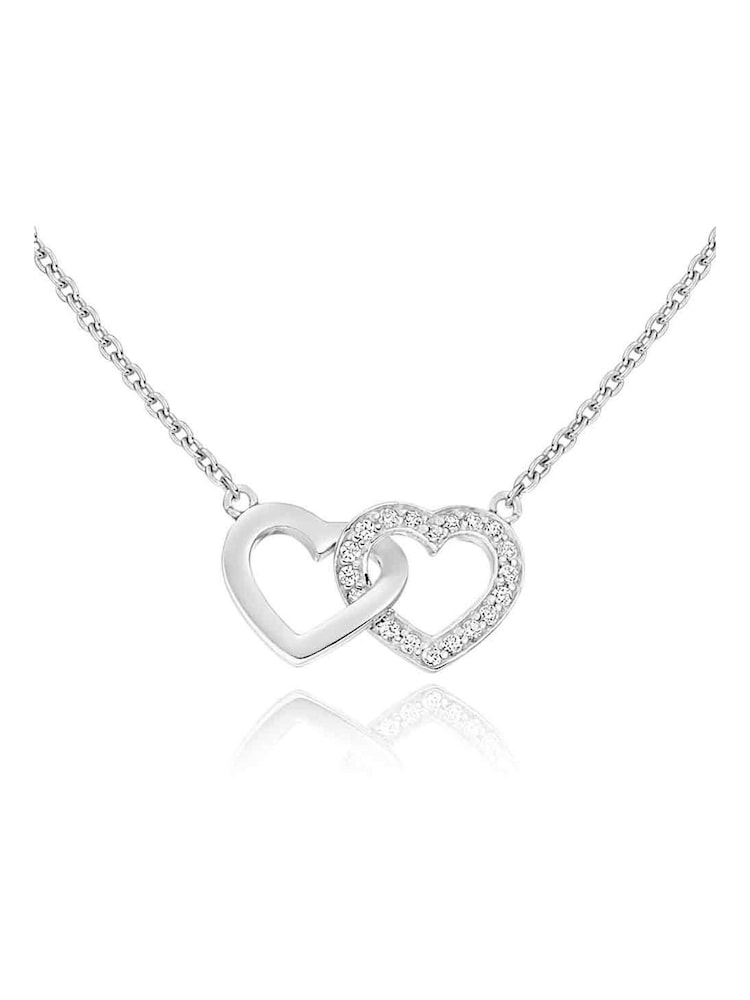 Beaverbrooks Cubic Zirconia Double Heart Necklace - Image 1 of 4