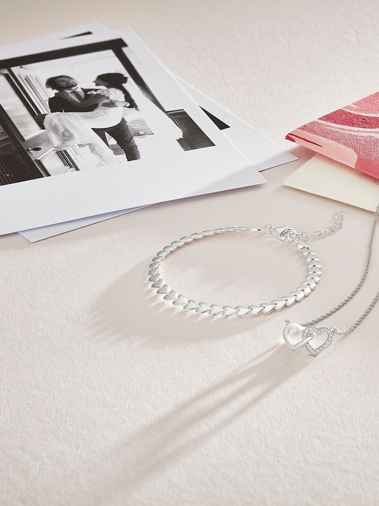Beaverbrooks Cubic Zirconia Double Heart Necklace - Image 2 of 4