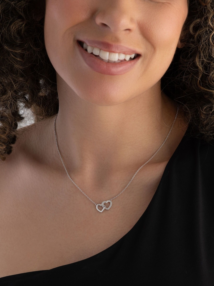 Beaverbrooks Cubic Zirconia Double Heart Necklace - Image 4 of 4