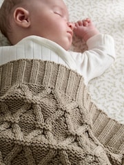 Mamas & Papas Mocha Welcome To The World Seedling Knit Blanket Diamond - Image 7 of 7