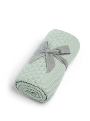 Mamas & Papas Blue/Green Welcome To The World Seedling 100% Cotton Blanket Bubble - Image 2 of 5