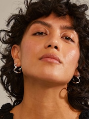 PILGRIM Silver Moon Recycled Hoops - Image 3 of 5