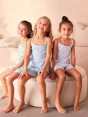 Green/Blue/Ditsy Short Cami Pyjamas 3 Pack (3-16yrs) - Image 1 of 10