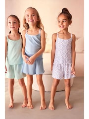 Green/Blue/Ditsy Short Cami Pyjamas 3 Pack (3-16yrs) - Image 2 of 10