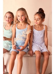 Green/Blue/Ditsy Short Cami Pyjamas 3 Pack (3-16yrs) - Image 4 of 10